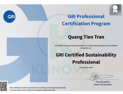 Chuyên gia phát triển bền vững được chứng nhận GRI